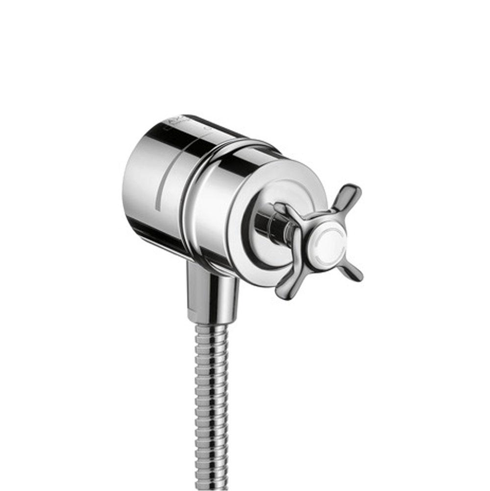Axor Montreux Wall Outlet with Check Valves and Volume Control, Cross Handle in Chrome