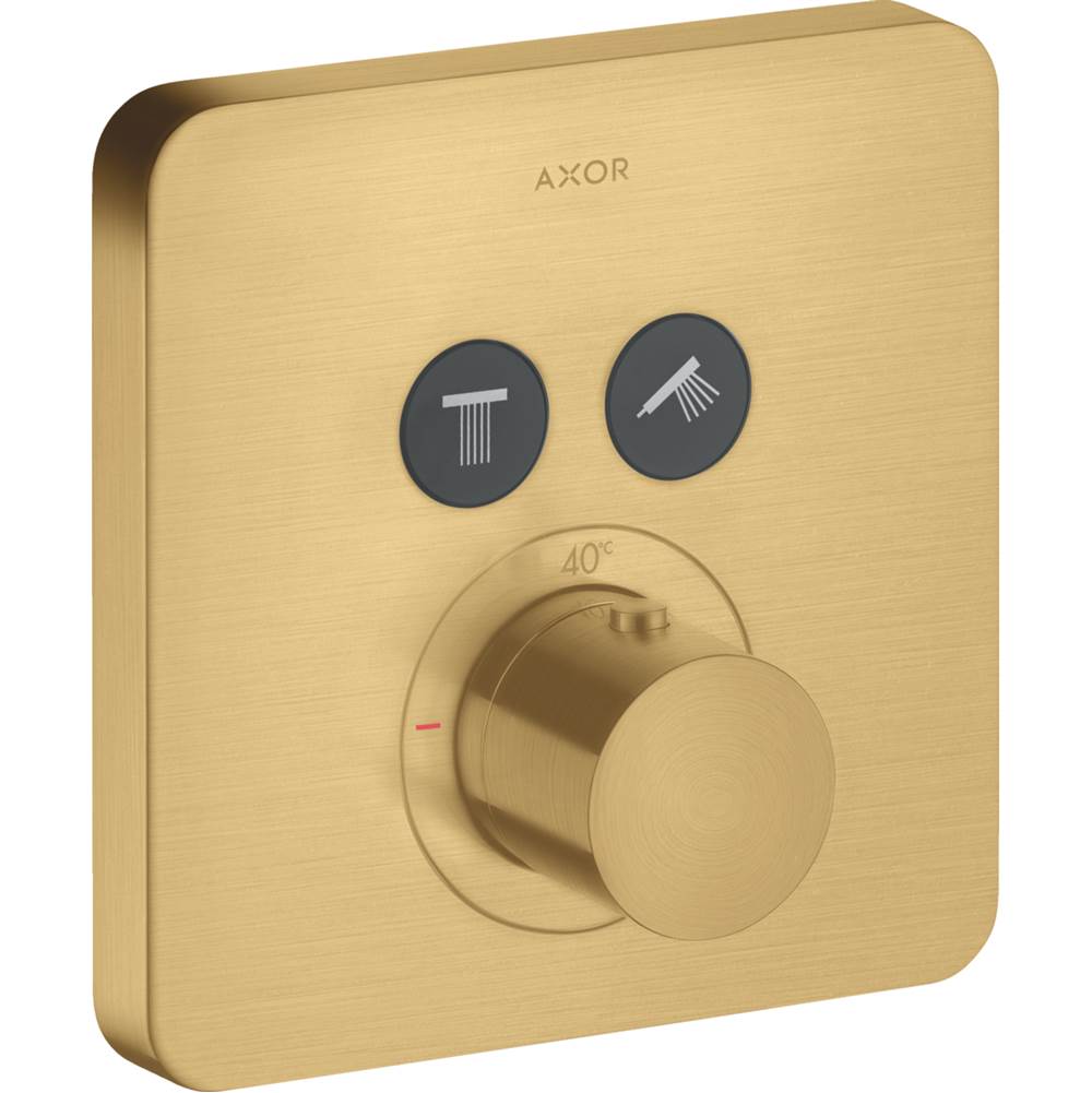 Axor ShowerSelect Thermostatic Trim SoftCube for 2 Functions in Brushed Gold Optic