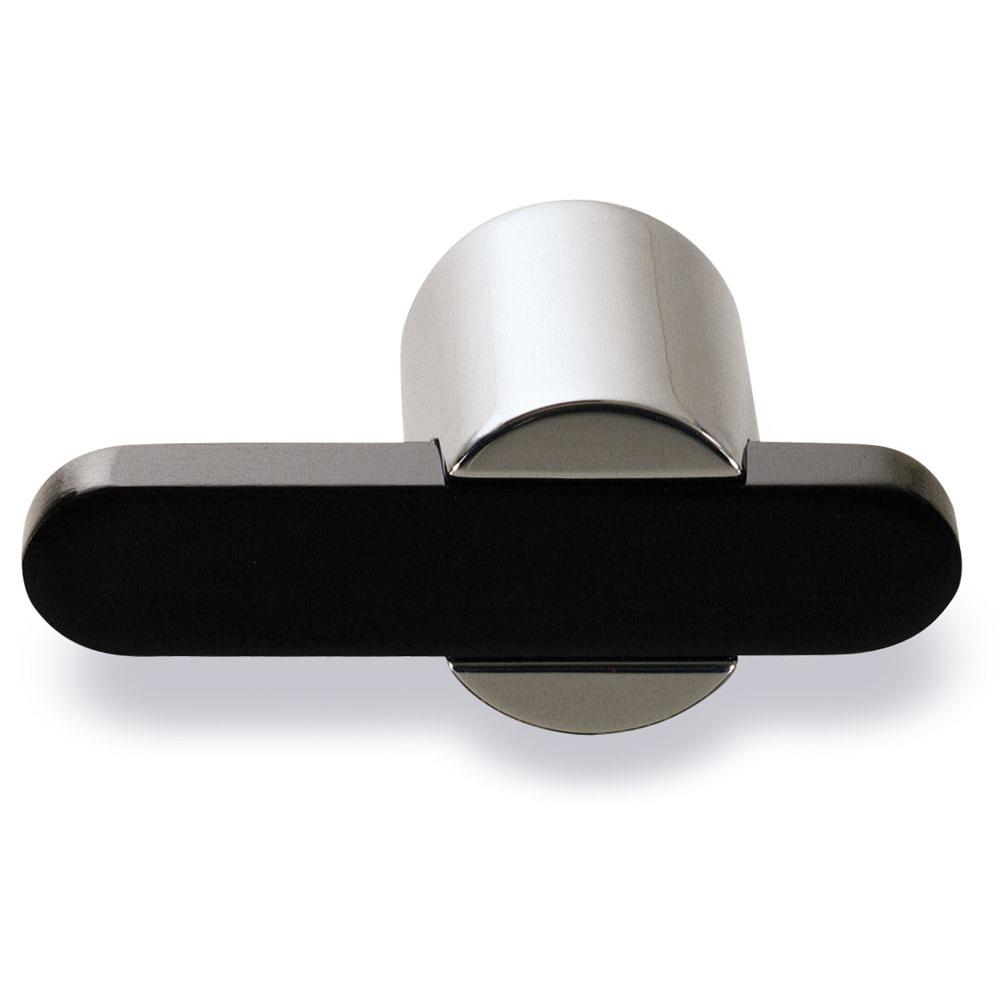 Colonial Bronze T Cabinet Knob Hand Finished in Matte Satin Black and Satin Chrome