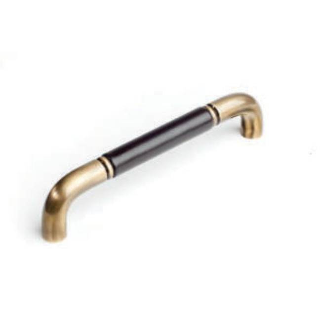 Colonial Bronze Leather Accented Wire Cabinet Pull, Door Pull, Shower Door Pull, Satin Brass x Sulky Black Leather