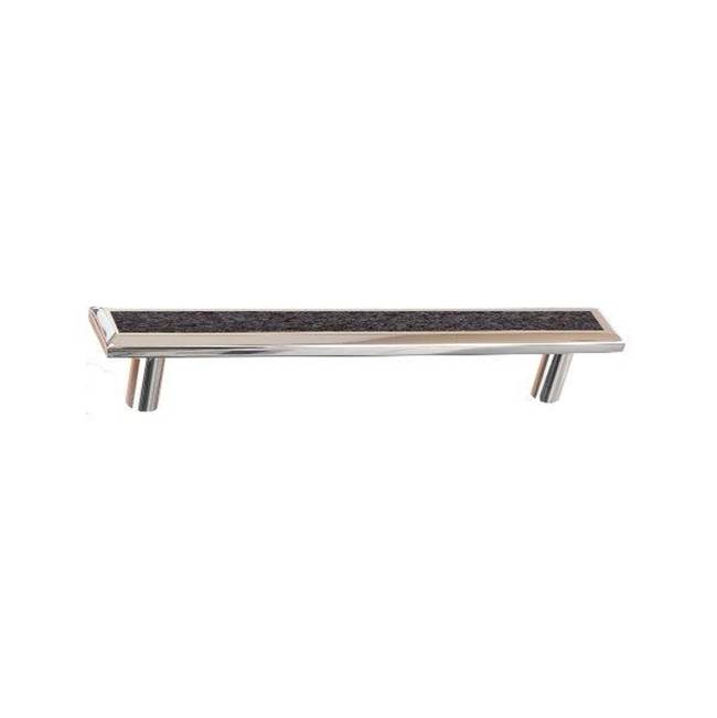 Colonial Bronze Leather Accented Rectangular, Beveled Appliance Pull, Door Pull, Shower Door Pull With Straight Posts, Polished Chrome x Royal Hide Dead White Leather