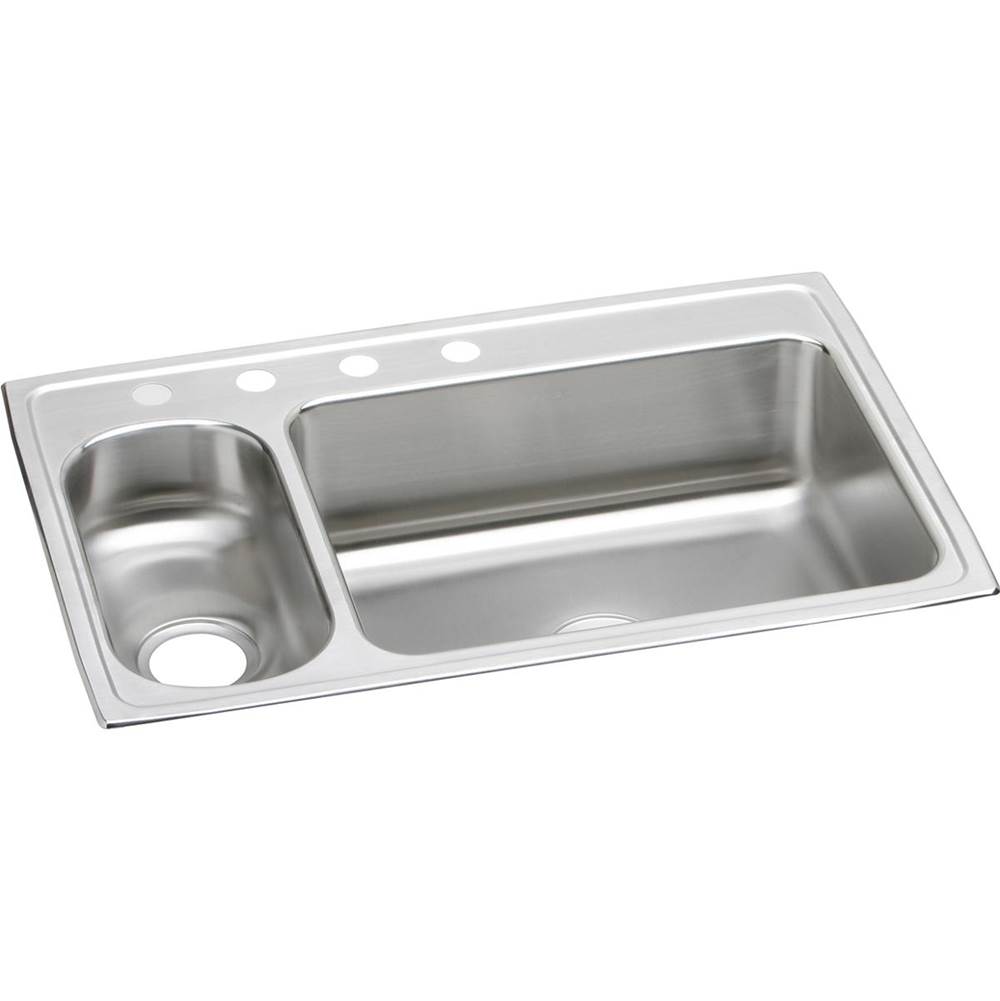 Elkay Lustertone Classic Stainless Steel 33'' x 22'' x 7-7/8'', 1-Hole 30/70 Double Bowl Drop-in Sink