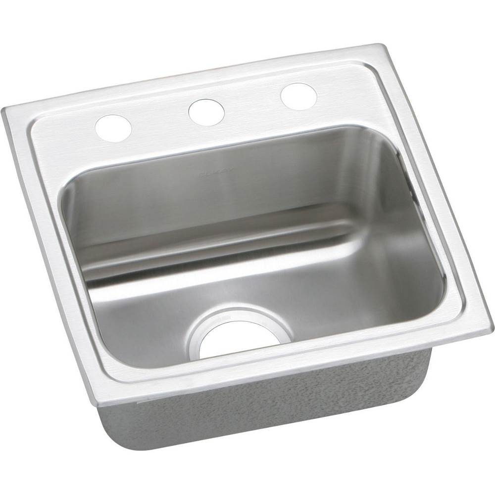 Elkay Lustertone Classic Stainless Steel 17'' x 16'' x 10-1/8'', Single Bowl Drop-in Sink with Quick-clip