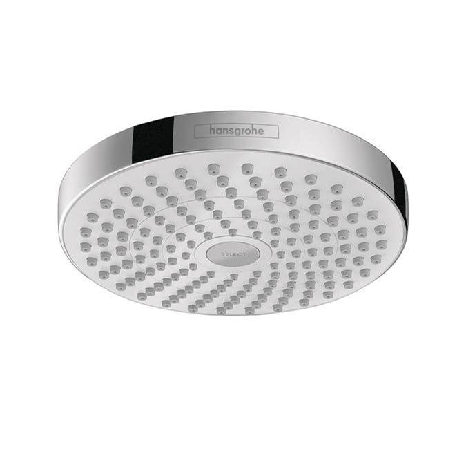 Hansgrohe Croma Select S Showerhead 180 2-Jet, 1.8 GPM in White / Chrome