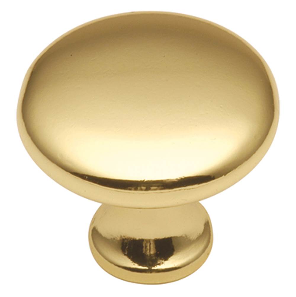 Hickory Hardware Conquest Collection Knob 1-1/8'' Diameter Polished Brass Finish