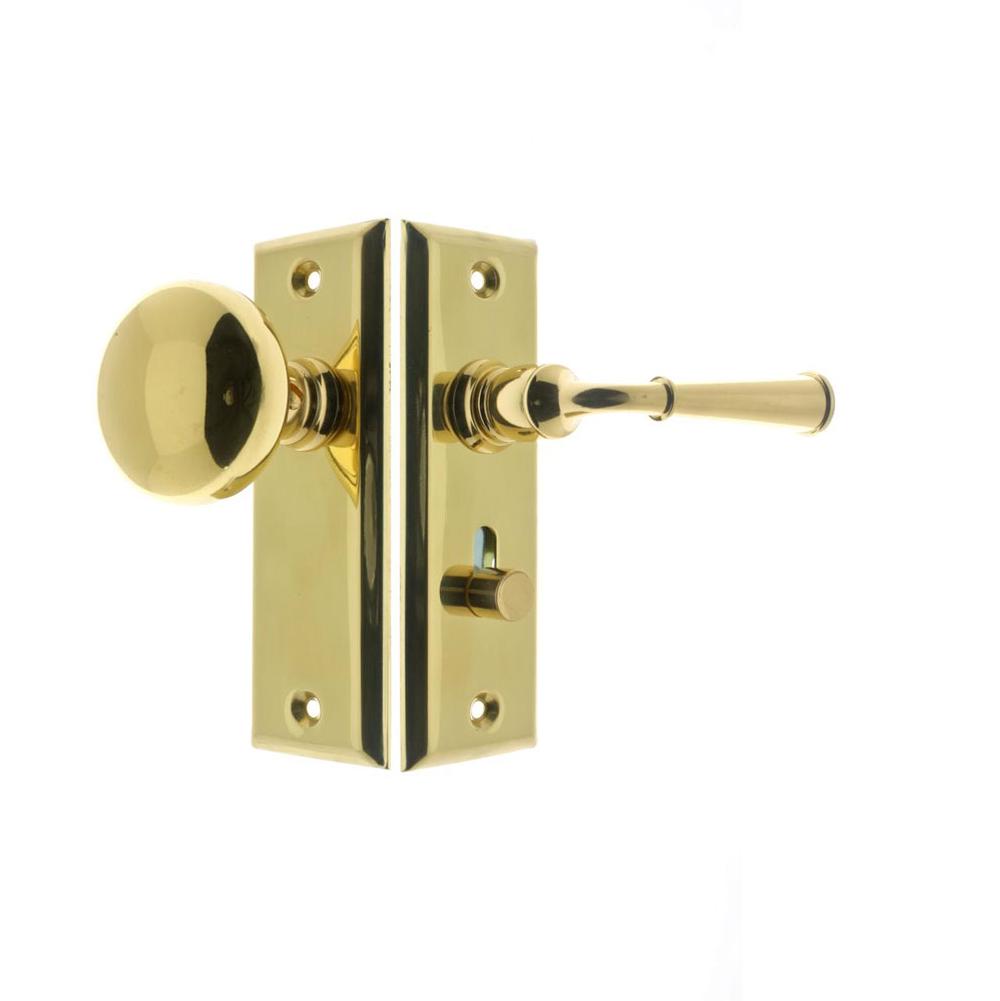 Idh Rectangular Escutcheon Storm Door Latch (Knob & Lever) Polished Brass No Lacquer