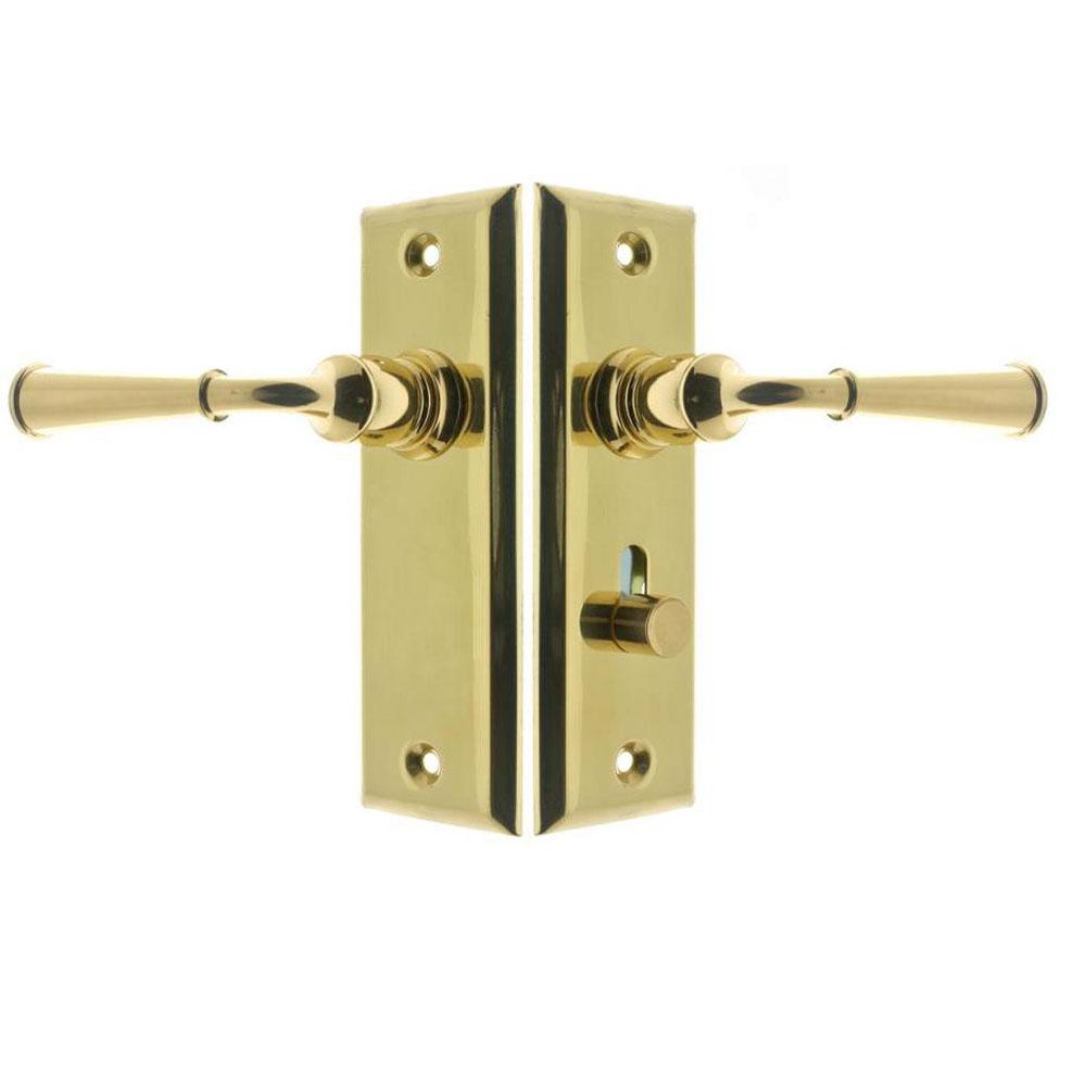 Idh Rectangular Escutcheon Storm Door Latch (Dual Lever) Polished Brass No Laquer