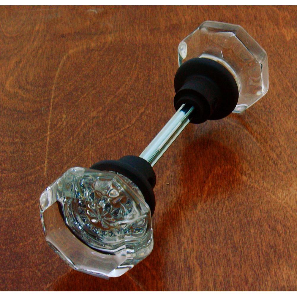 Idh Octagonal Crystal Knob W/ Solid Brass Shank (Two Knobs W/ Spindle) Oil-Rubbed Bronze
