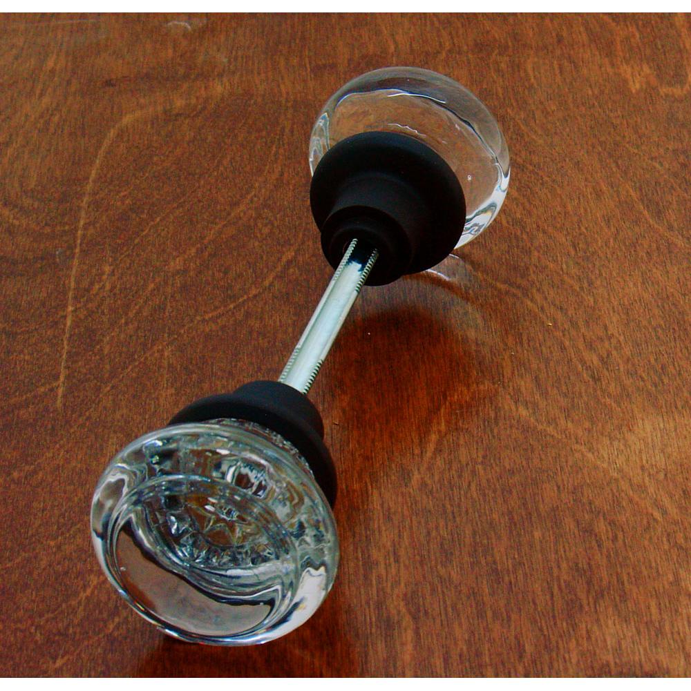 Idh Round Crystal Knob W/ Solid Brass Shank (Two Knobs W/ Spindle) Oil-Rubbed Bronze