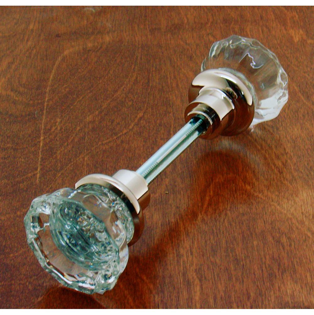 Idh Fluted Crystal Knob W/ Solid Brass Shank (Two Knobs W/ Spindle) Bright Nickel