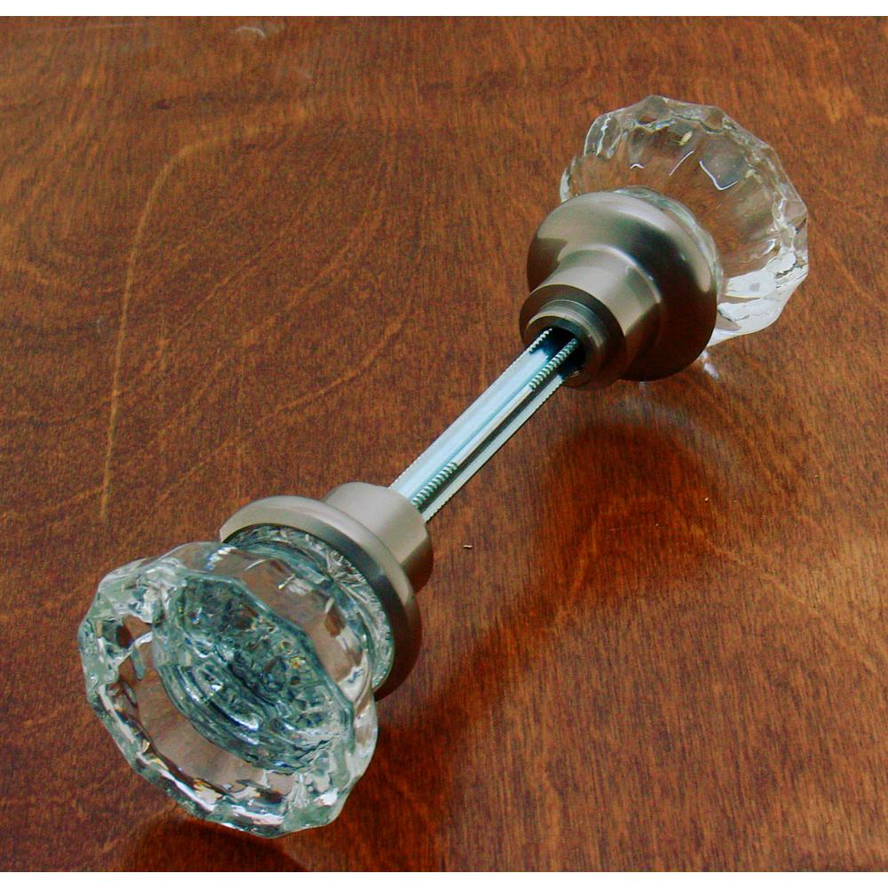 Idh Fluted Crystal Knob W/ Solid Brass Shank (Two Knobs W/ Spindle) Satin Nickel