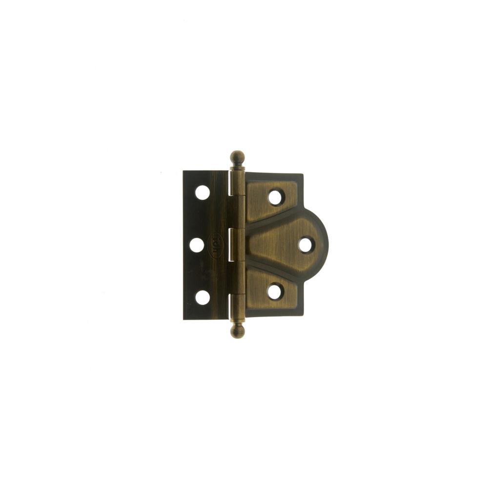 Idh Solid Brass 2-1/2'' X 2-3/4'' Combo Mortise/Surface Offset Hinge Ball Finials (Pair) Antique Brass-J