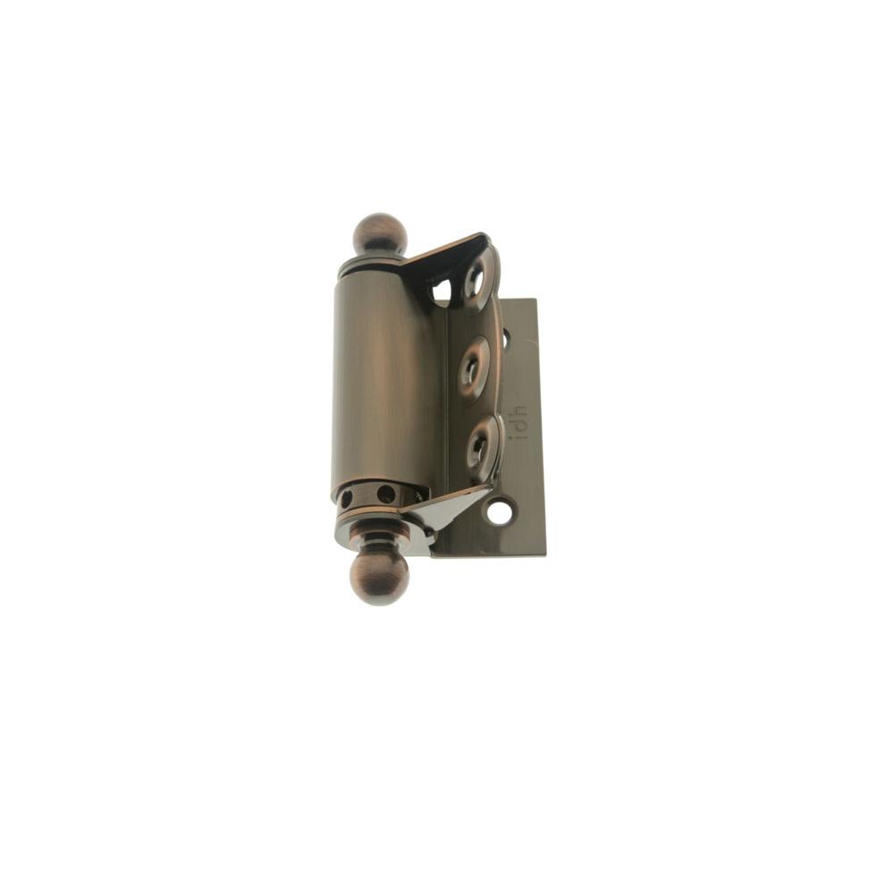 Idh Solid Brass Half Mortise Adjust. Spring Screen Door Hinge 2-3/4'' X 3'' W/ Ball Finials (Pair) Antique Copper-J