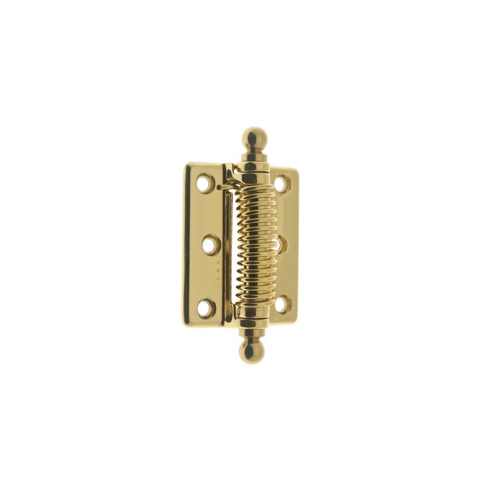 Idh Solid Brass 3'' X 2-1/2'' Heavy Duty Spring Screen Door Hinge W/ Ball Finials (Pair) Polished Brass-J
