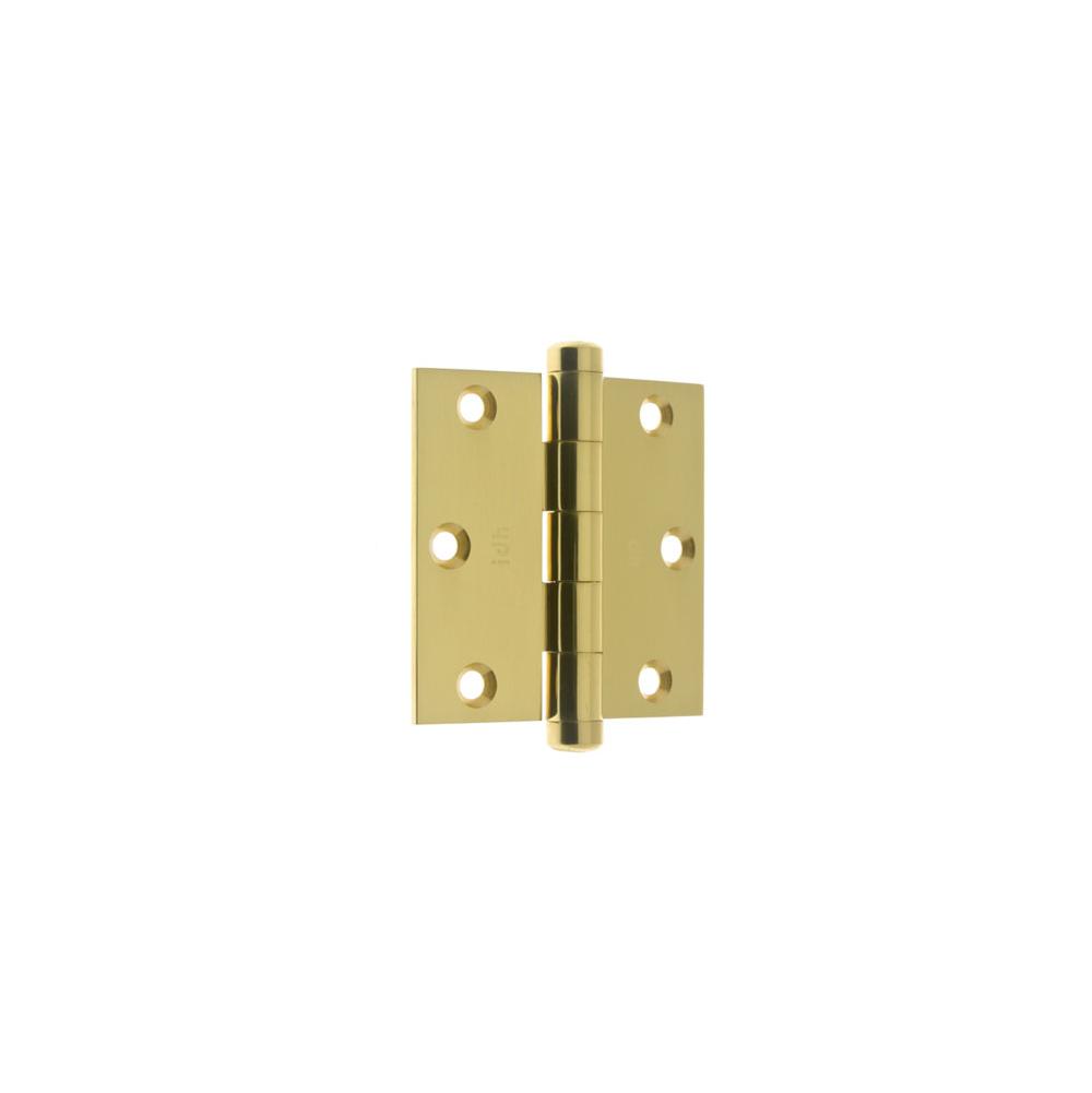 Idh 3'' X 3'' Solid Extruded Brass Square Corner Door Hinge (Pair) Polished Brass-J