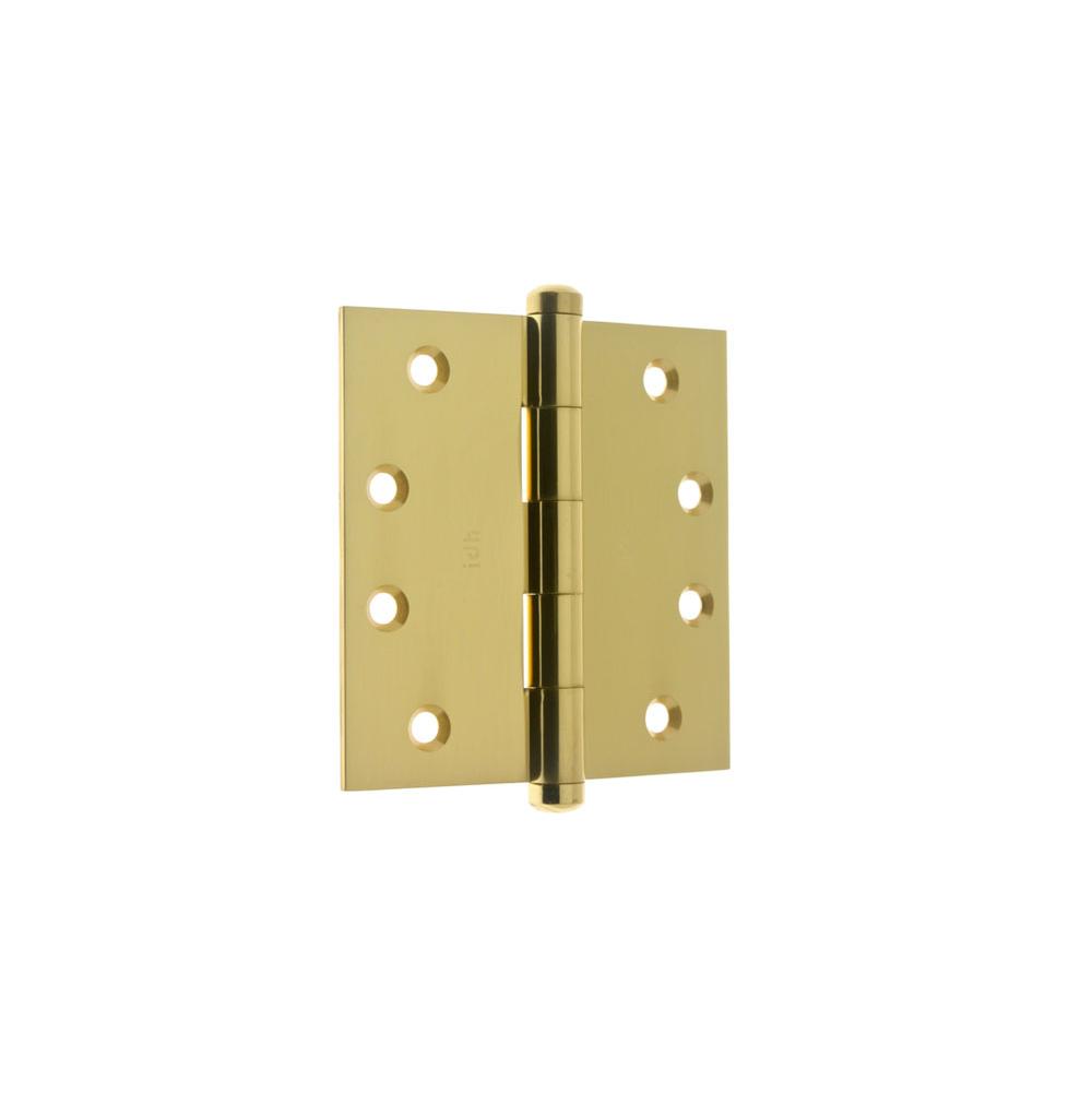 Idh 4'' X 4'' Solid Extruded Brass Square Corner Door Hinge (Pair) Polished Brass-J