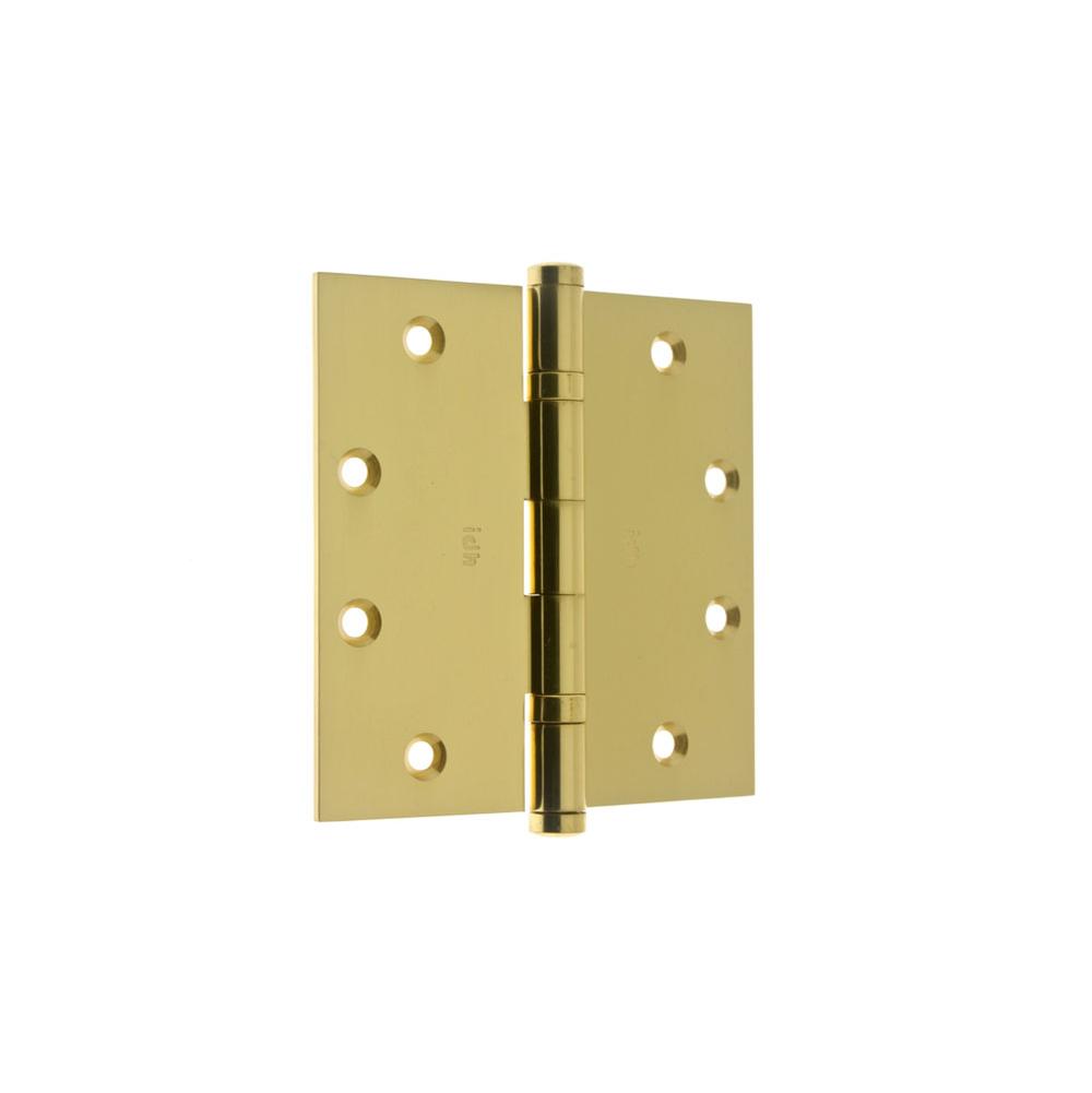 Idh 4-1/2'' X 4-1/2'' Solid Extruded Brass Ball Bearing Hinge (Pair) Polished Brass-J