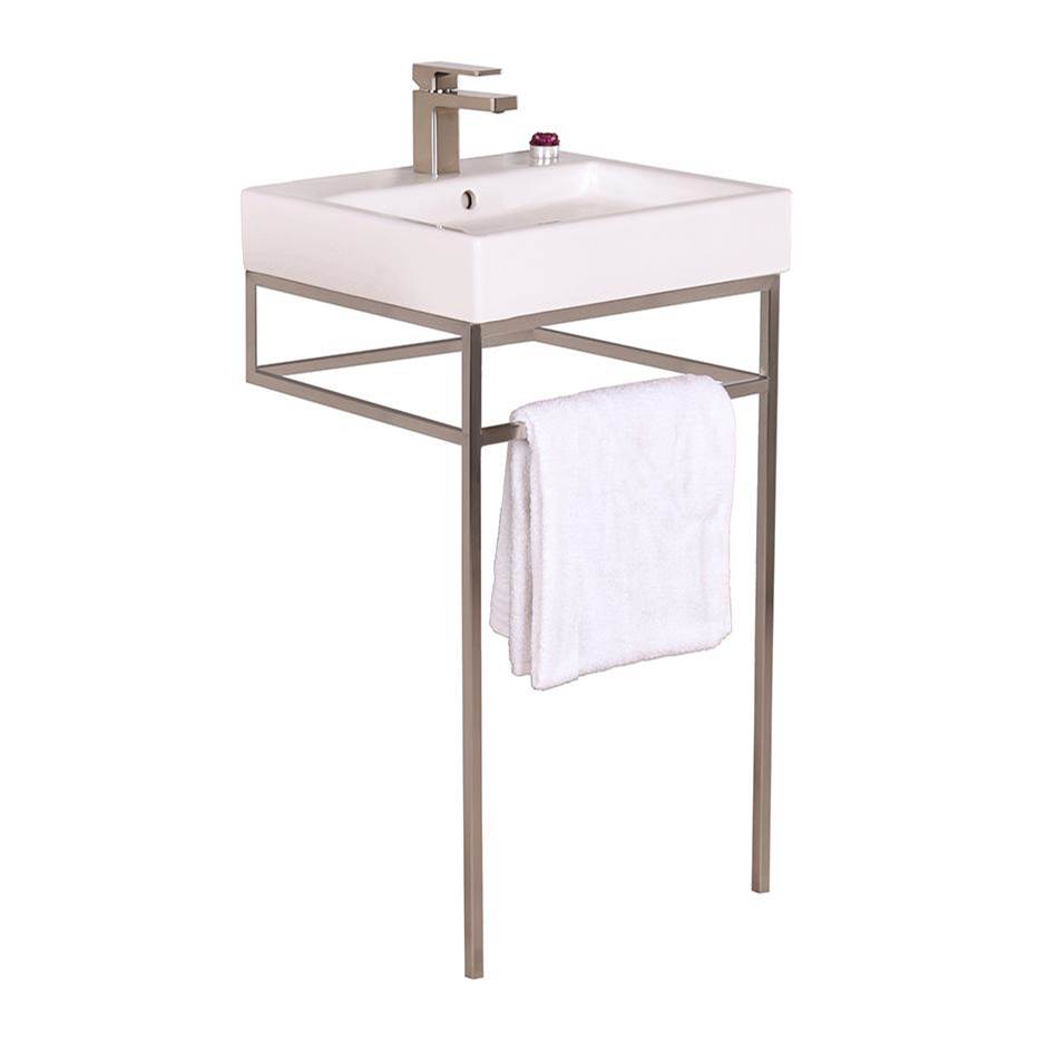 Lacava Floor-standing stainless steel console stand with a towel bar in the front and sides , 19''W, 17''D, 35''H. Washbasin 5035 sold separately.
