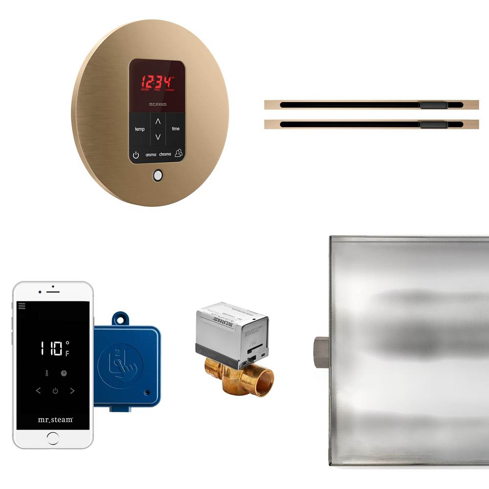 Mr. Steam Butler Max Linear Steam Shower Control Package with iTempoPlus Control and Linear SteamHead in Round Brushed Bronze
