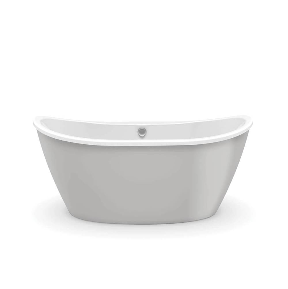 Maax Delsia 6032 AcrylX Freestanding Center Drain Bathtub in White with Sterling Silver Skirt