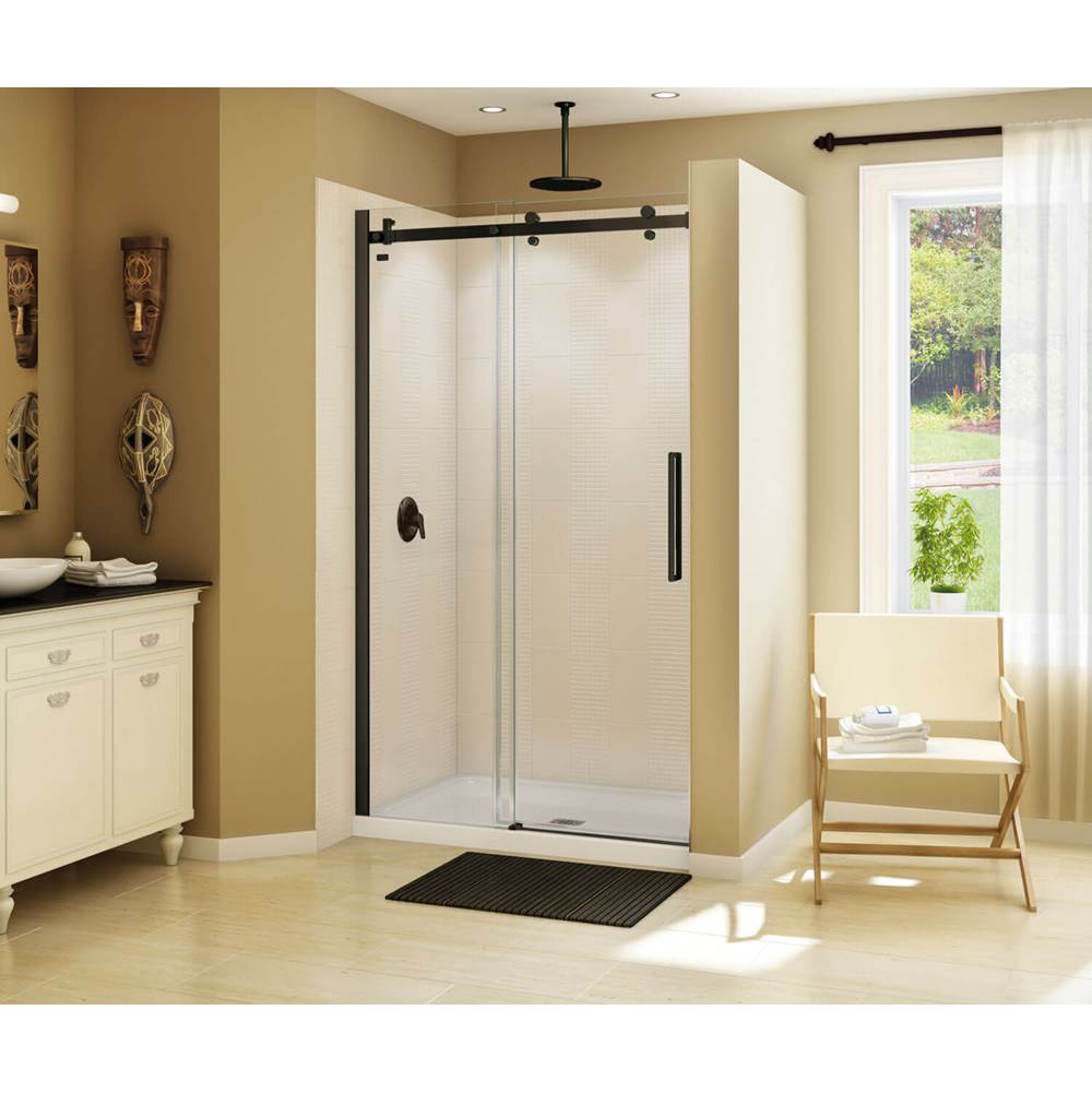 Maax Halo 44 1/2-47 x 78 3/4 in. 8mm Sliding Shower Door for Alcove Installation with Clear glass in Dark Bronze