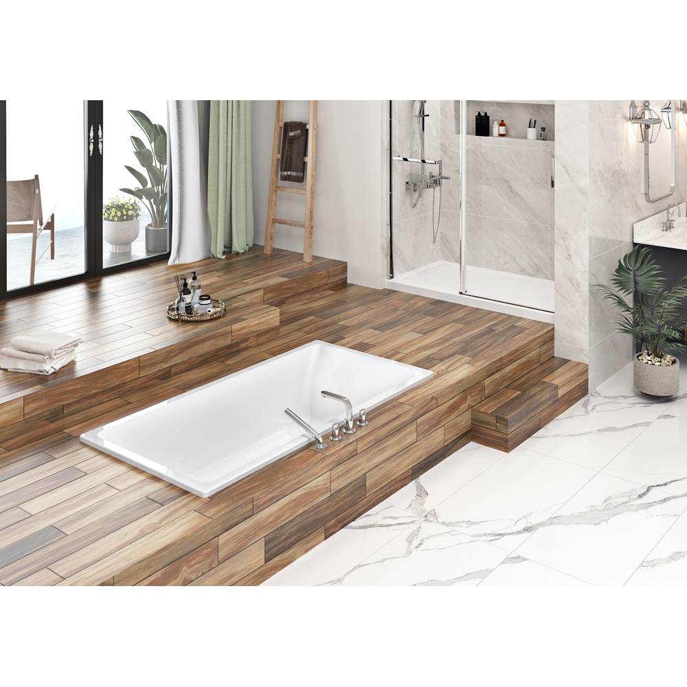 Oceania Baths Viele Deck Mount 72 x 36, Soaking Bathtub, Glossy White