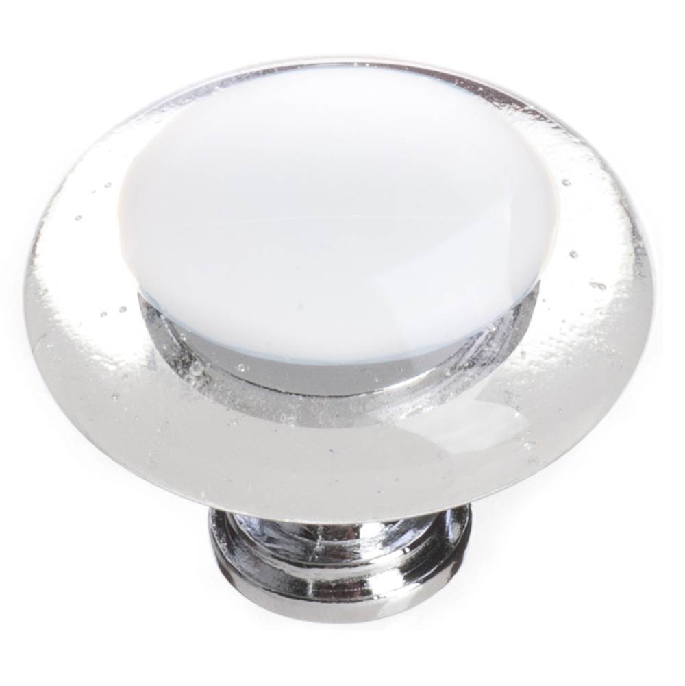 Sietto Reflective White Round Knob With Oil Rubbed Bronze Base