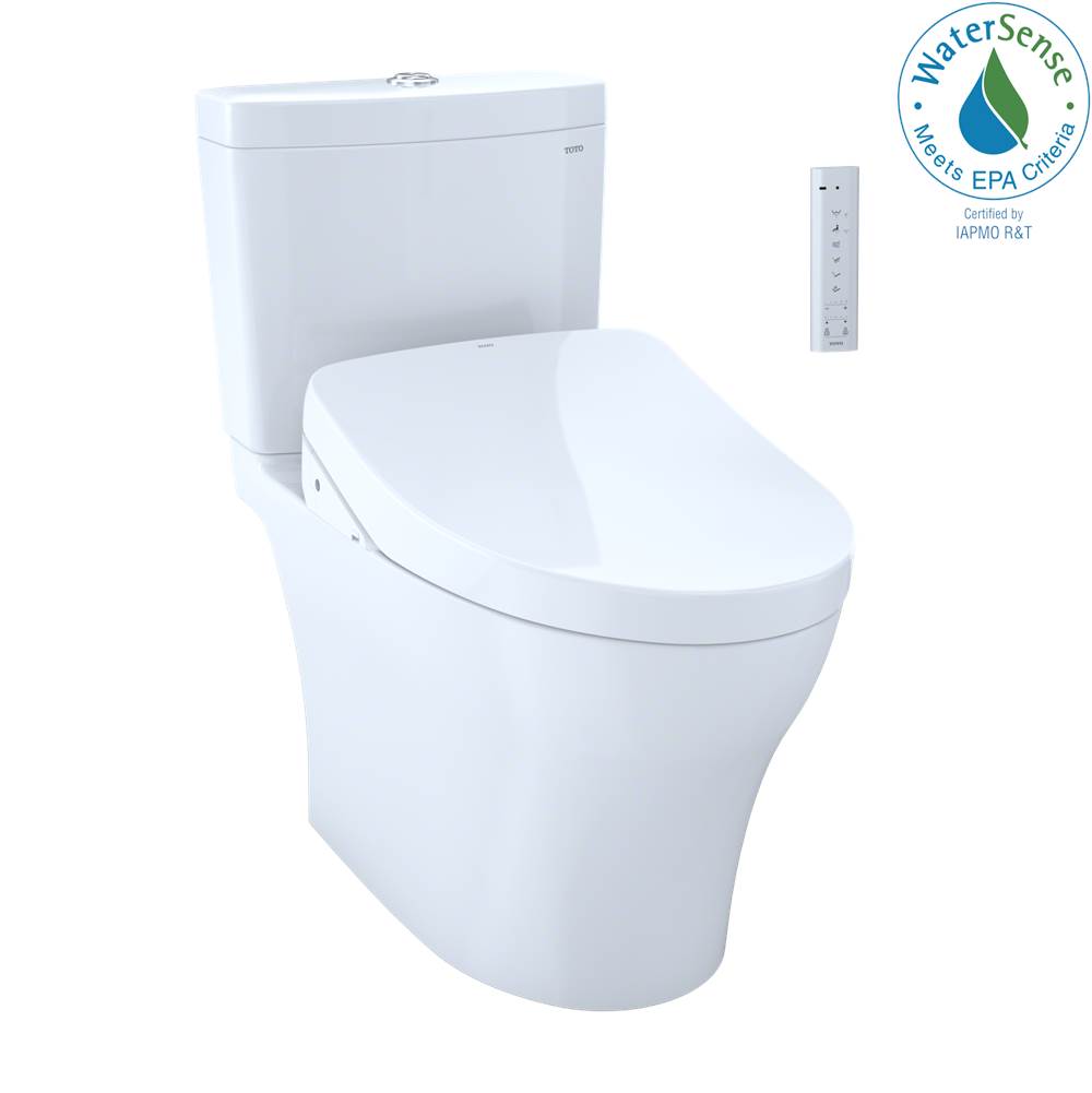 TOTO WASHLET+® Aquia IV 1G Two-Piece Elongated Dual Flush 1.0 and 0.8 GPF Toilet and Contemporary WASHLET S500e Bidet Seat, Cotton White