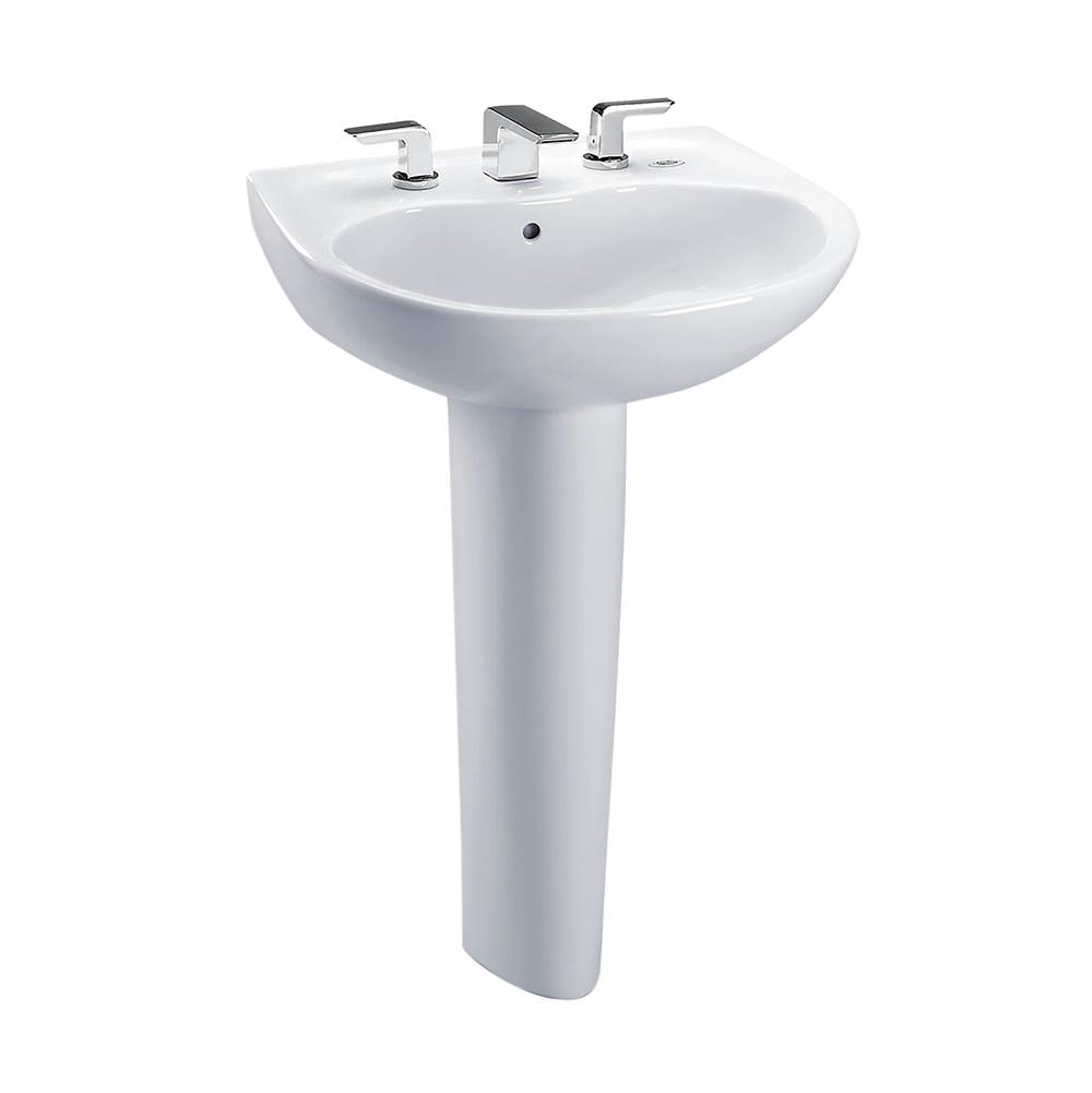TOTO Toto® Supreme® Oval Basin Pedestal Bathroom Sink With Cefiontect™ For Single Hole Faucets, Cotton White