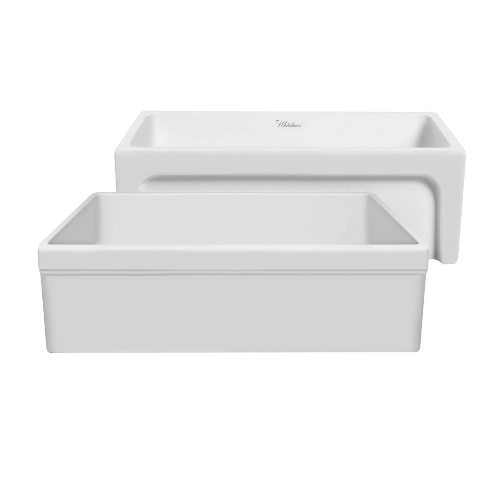 Whitehaus Collection Glencove 30'' Reversible Matte Kitchen Fireclay Sink with  Elegant Beveled Front Apron on one side and a Decorative 2'' Lip Plain on Opposite Side
