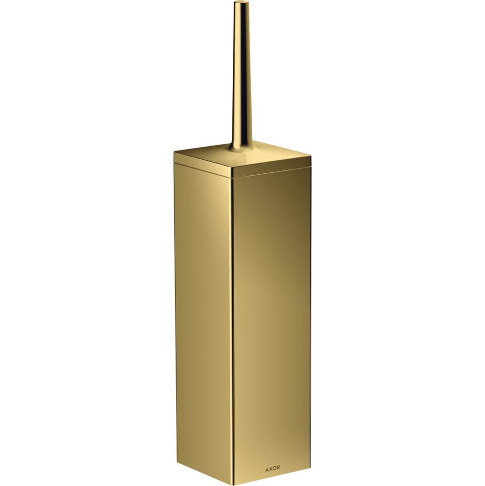 Axor Universal Rectangular Toilet Brush Holder, Wall-Mounted in Polished Gold Optic