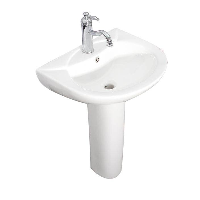 Barclay Banks Pedestal with 1Faucet Hole, Overflow, White