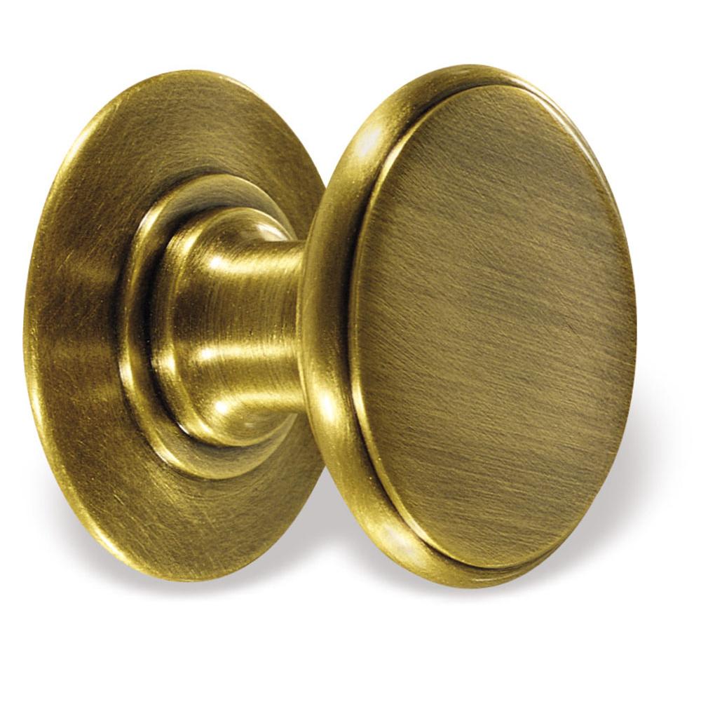 Colonial Bronze T Cabinet Knob Hand Finished in Distressed Antique Satin Brass