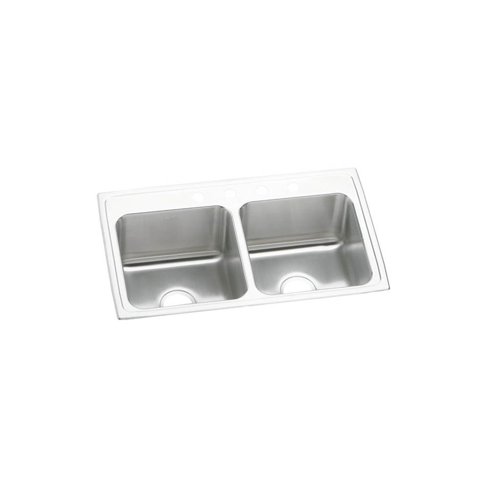 Elkay Lustertone Classic Stainless Steel 33'' x 19-1/2'' x 10-1/8'', 2-Hole Equal Double Bowl Drop-in Sink