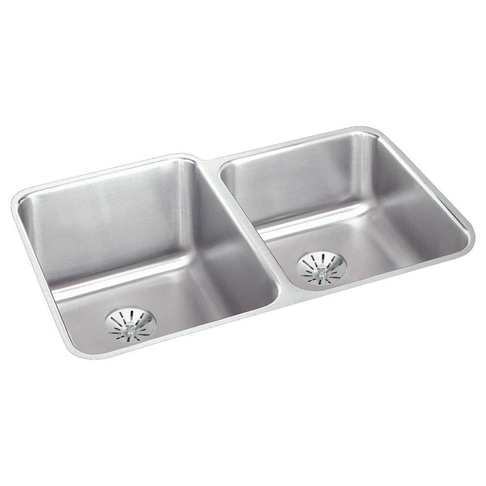 Elkay Lustertone Classic Stainless Steel, 31-1/4'' x 20-1/2'' x 4-3/8'', Double Bowl Undermount ADA Sink w/Perfect Drain