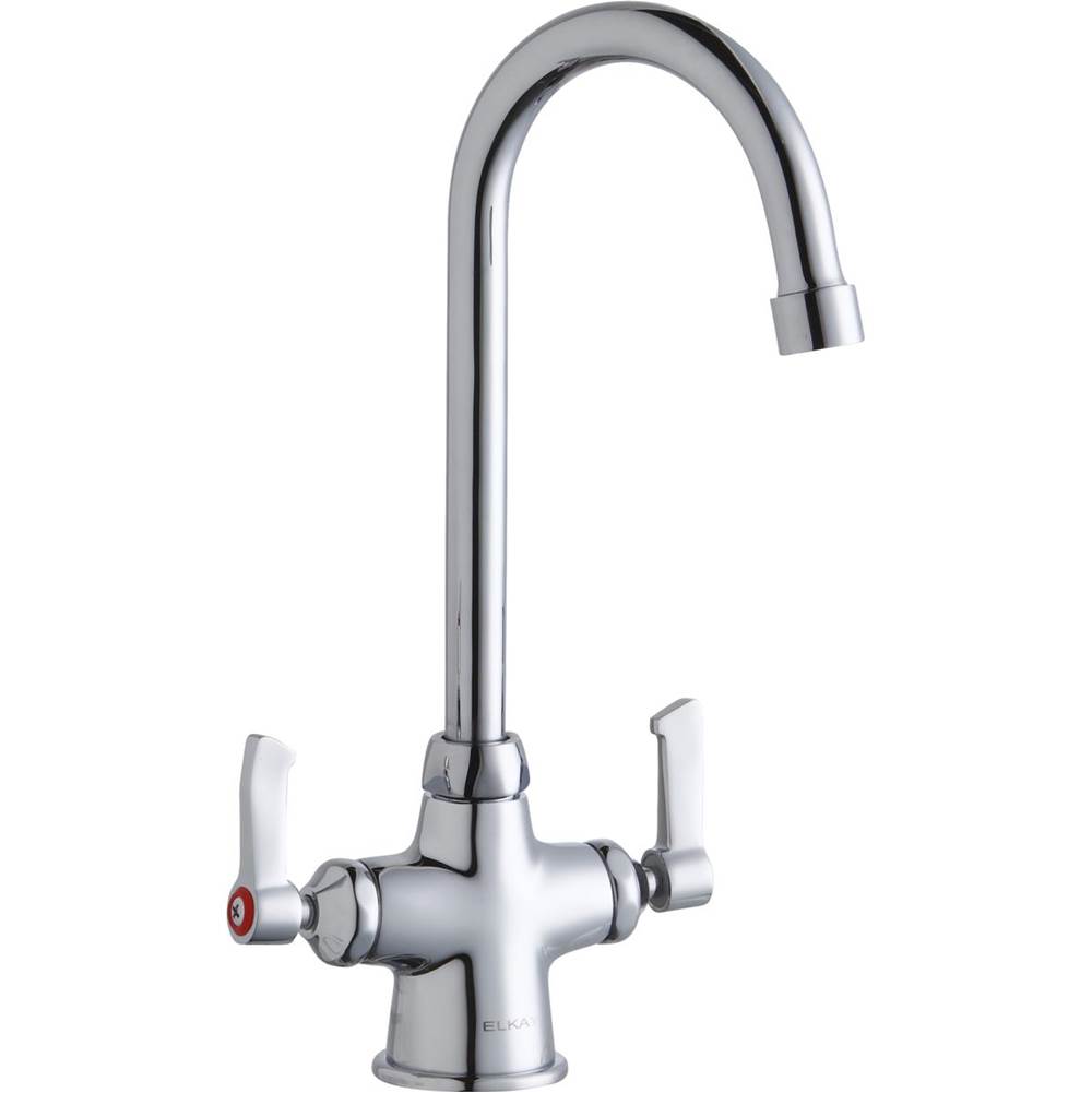 Elkay Single Hole with Concealed Deck Faucet with 5'' Gooseneck Spout 2'' Lever Handles Chrome