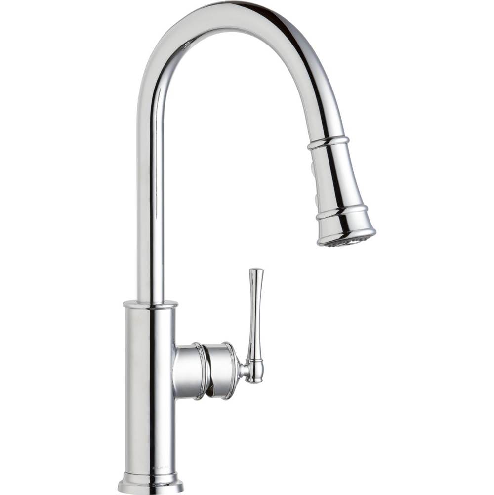Elkay Explore Single Hole Kitchen Faucet with Pull-down Spray and Forward Only Lever Handle Chrome