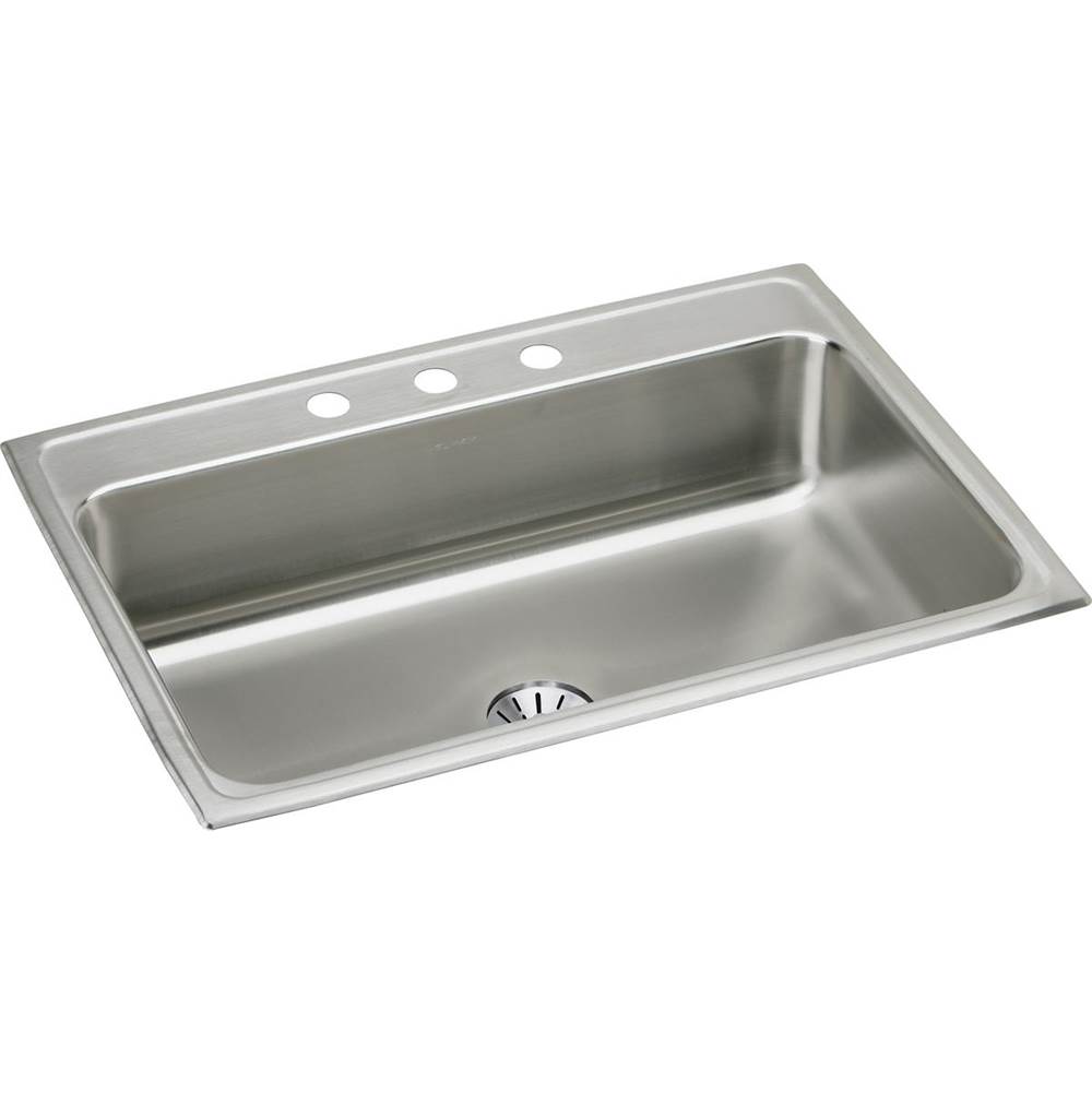 Elkay Lustertone Classic Stainless Steel 31'' x 22'' x 7-5/8'', 1-Hole Single Bowl Drop-in Sink with Perfect Drain