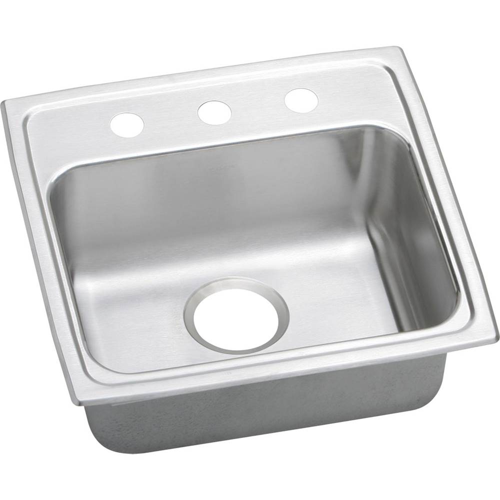 Elkay Lustertone Classic Stainless Steel 19-1/2'' x 19'' x 6'', 0-Hole Single Bowl Drop-in ADA Sink with Quick-clip