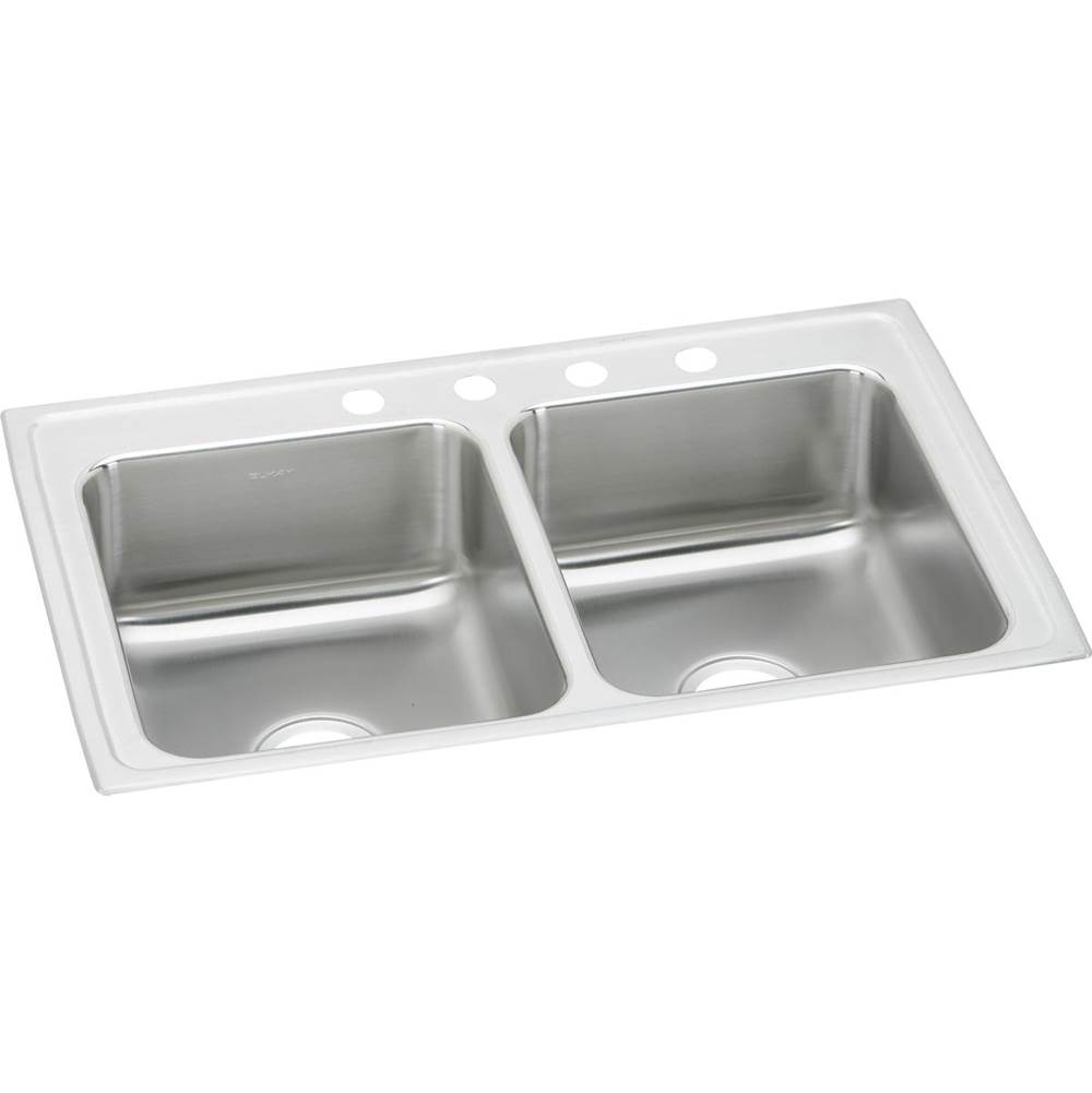 Elkay Lustertone Classic Stainless Steel 29'' x 18'' x 4'', 3-Hole Equal Double Bowl Drop-in ADA Sink