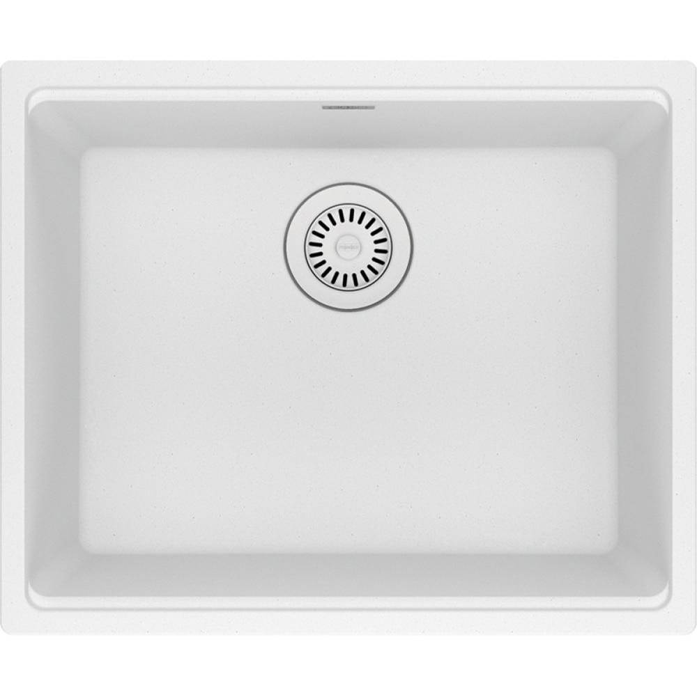 Franke Maris Undermount 21.7-in x 17.8-in Granite Single Bowl Kitchen Sink in Polar White