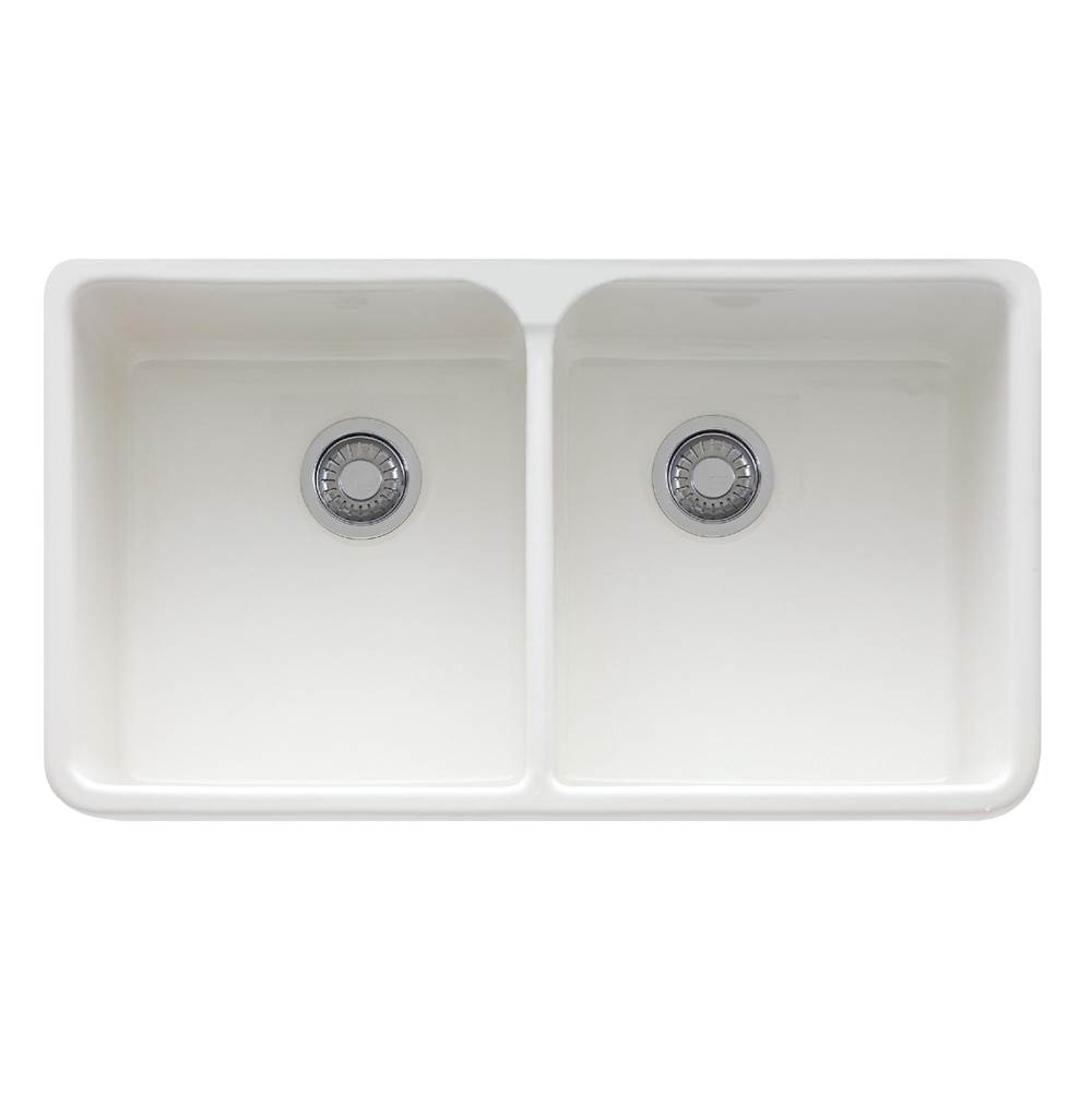 Franke Franke Manor House 35.5-in. x 21.62-in. White Apron Front Double Bowl Fireclay Kitchen Sink - MHK720-35WH