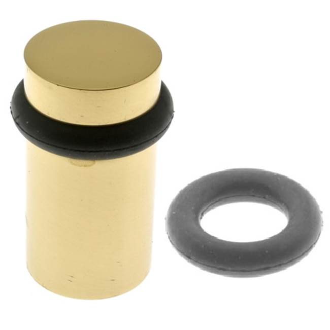 Idh 2-1/4'' Flat Top Stop, Black & Grey Rubber Ring Polished Brass