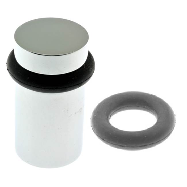 Idh 2-1/4'' Flat Top Stop, Black & Grey Rubber Ring Polished Chrome