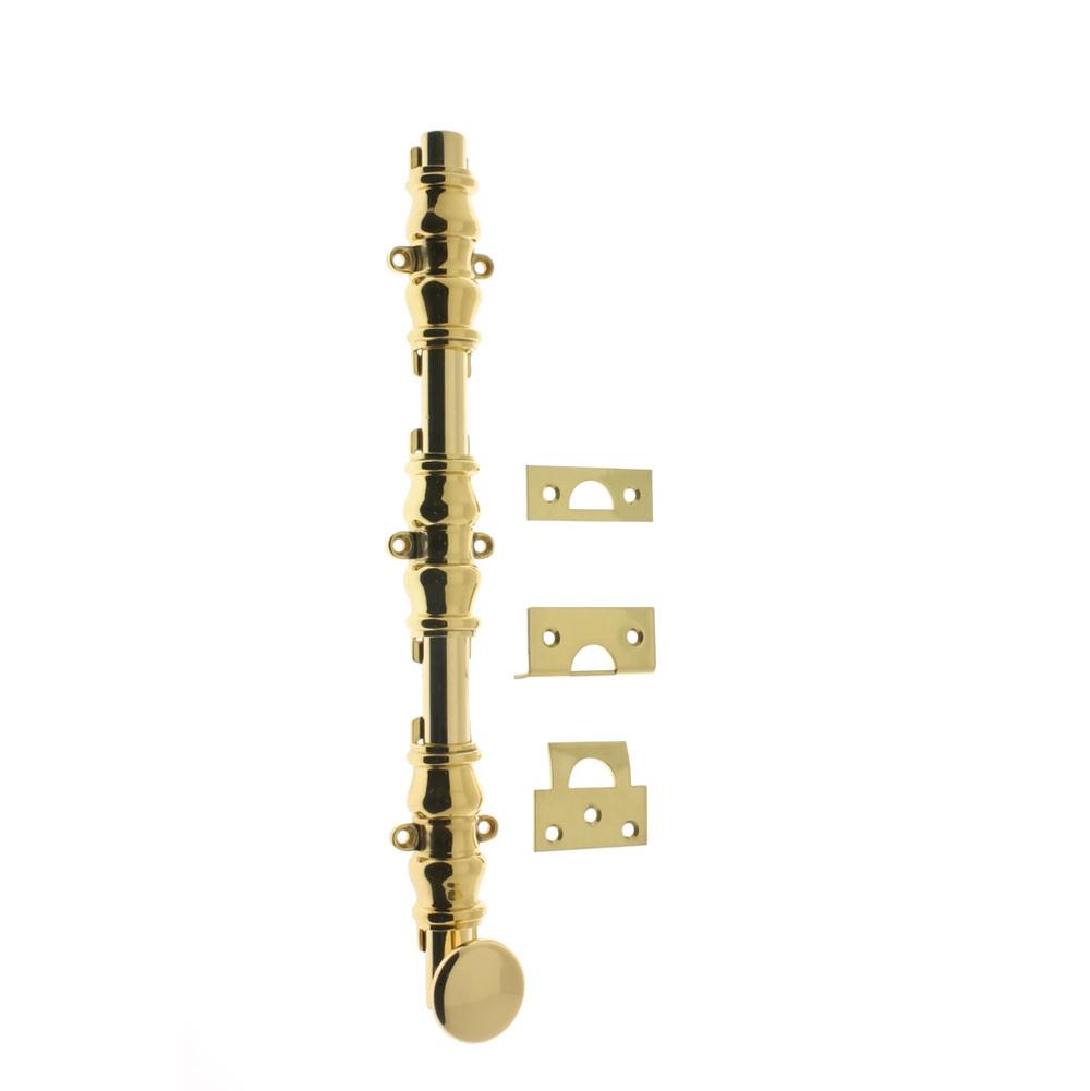 Idh 36'' Ornamental Bolt W/ 3-3/8'' Barrel Guide/Round Knob Polished Brass