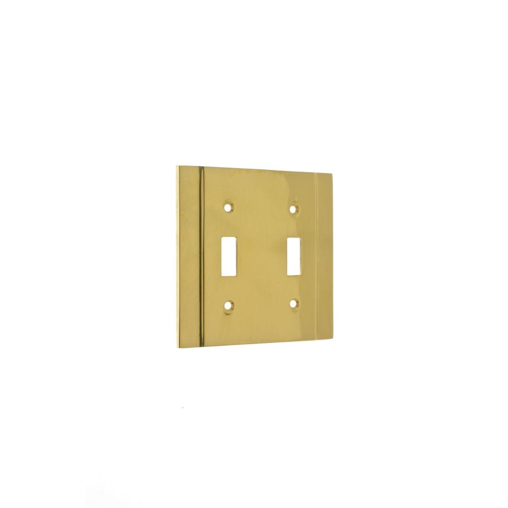 Idh Heavy Cast Double Switch Plate Polished Brass-L