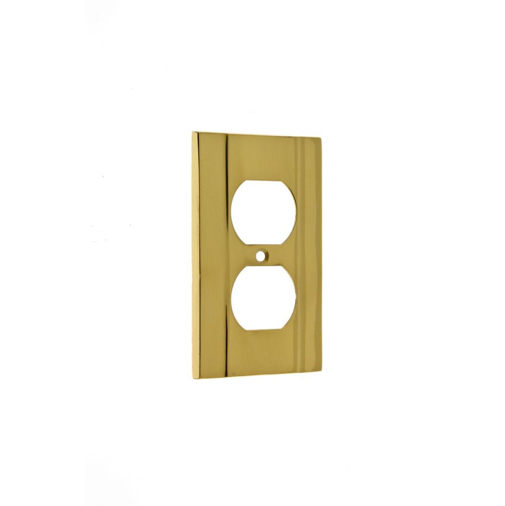 Idh Heavy Cast Single Receptacle Plate Polished Brass-L