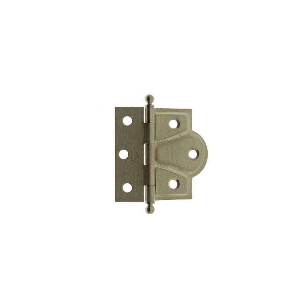 Idh Solid Brass 2-1/2'' X 2-3/4'' Combo Mortise/Surface Offset Hinge Ball Finials (Pair) Satin Nickel-J
