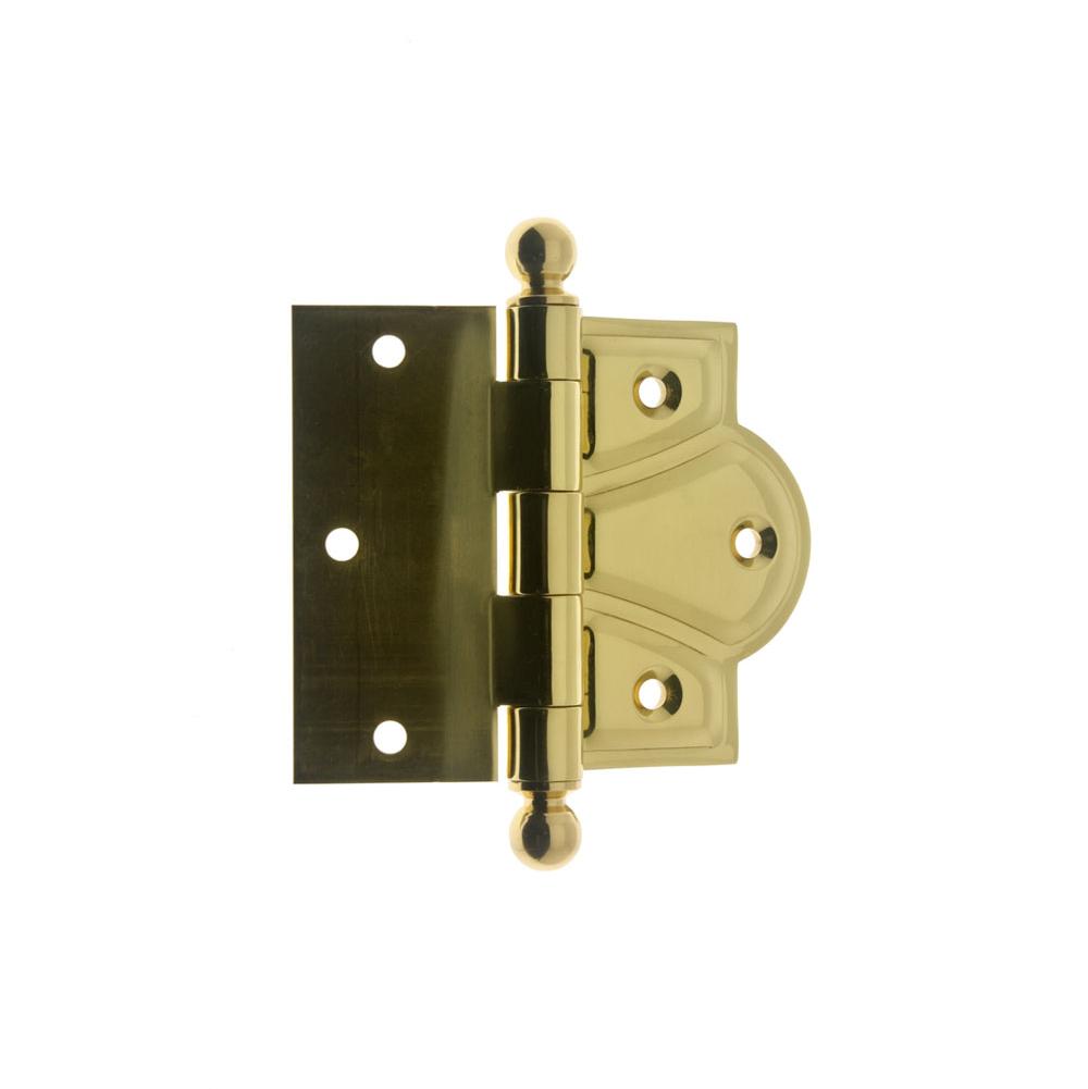 Idh Solid Brass 3-1/2'' X 4-3/8'' Combo Mortise/Surface Offset Hinge Ball Finials (Pair) Polished Brass-J