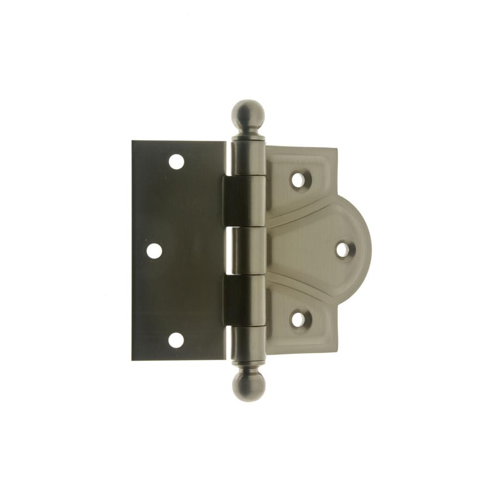 Idh Solid Brass 3-1/2'' X 4-3/8'' Combo Mortise/Surface Offset Hinge Ball Finials (Pair) Satin Nickel-J